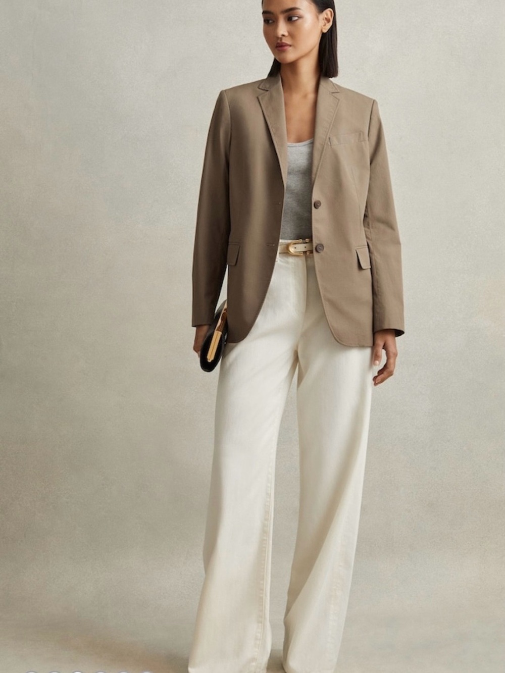 Reiss Taupe Single-Breasted Blazer